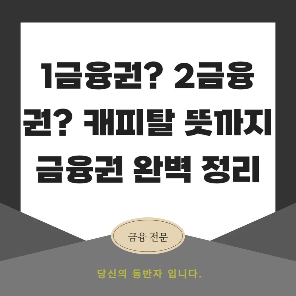 1금융권? 2금융권? 캐피탈 뜻까지 금융권 완벽 정리